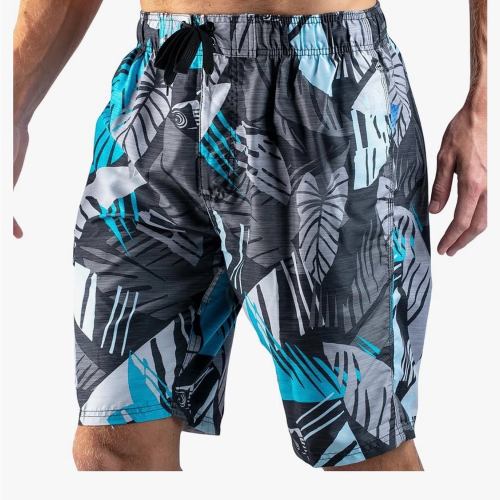 NWT kanusurf bellaire Men's Tropical Print Swim Shorts trunk 9” inseam quick dry